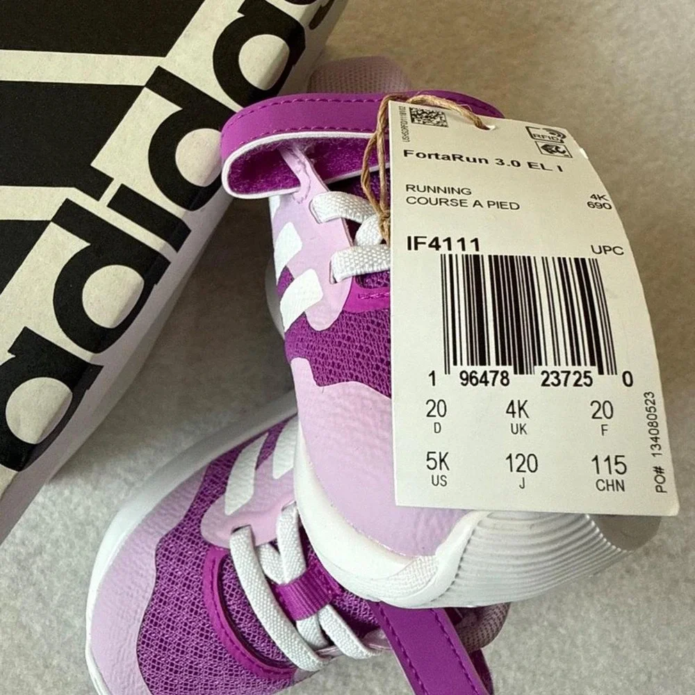 ADIDAS FORTARUN 3.0 INFANT SHOES IN PURPLE - NWT - SIZE 5K